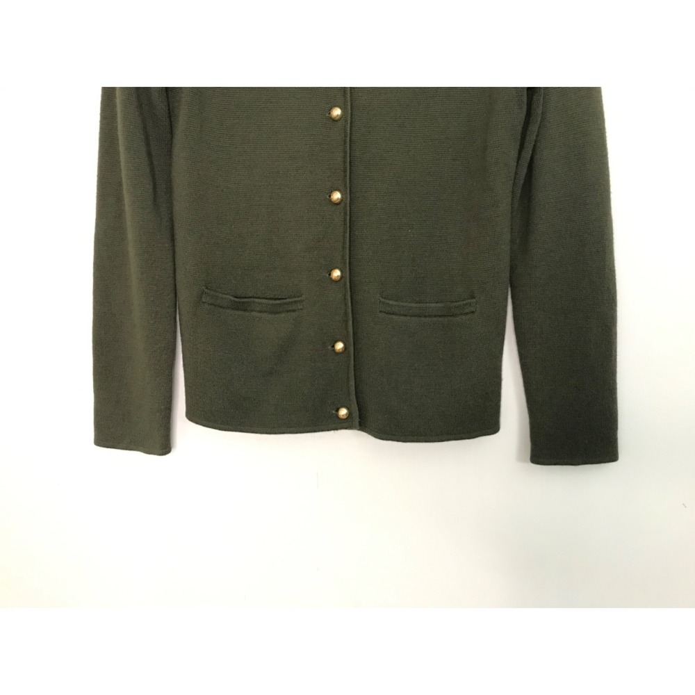 Talbots Knit Cardigan Small 100% Pure Merino Wool Green Blazer Sweater Button Up - Picture 4 of 7
